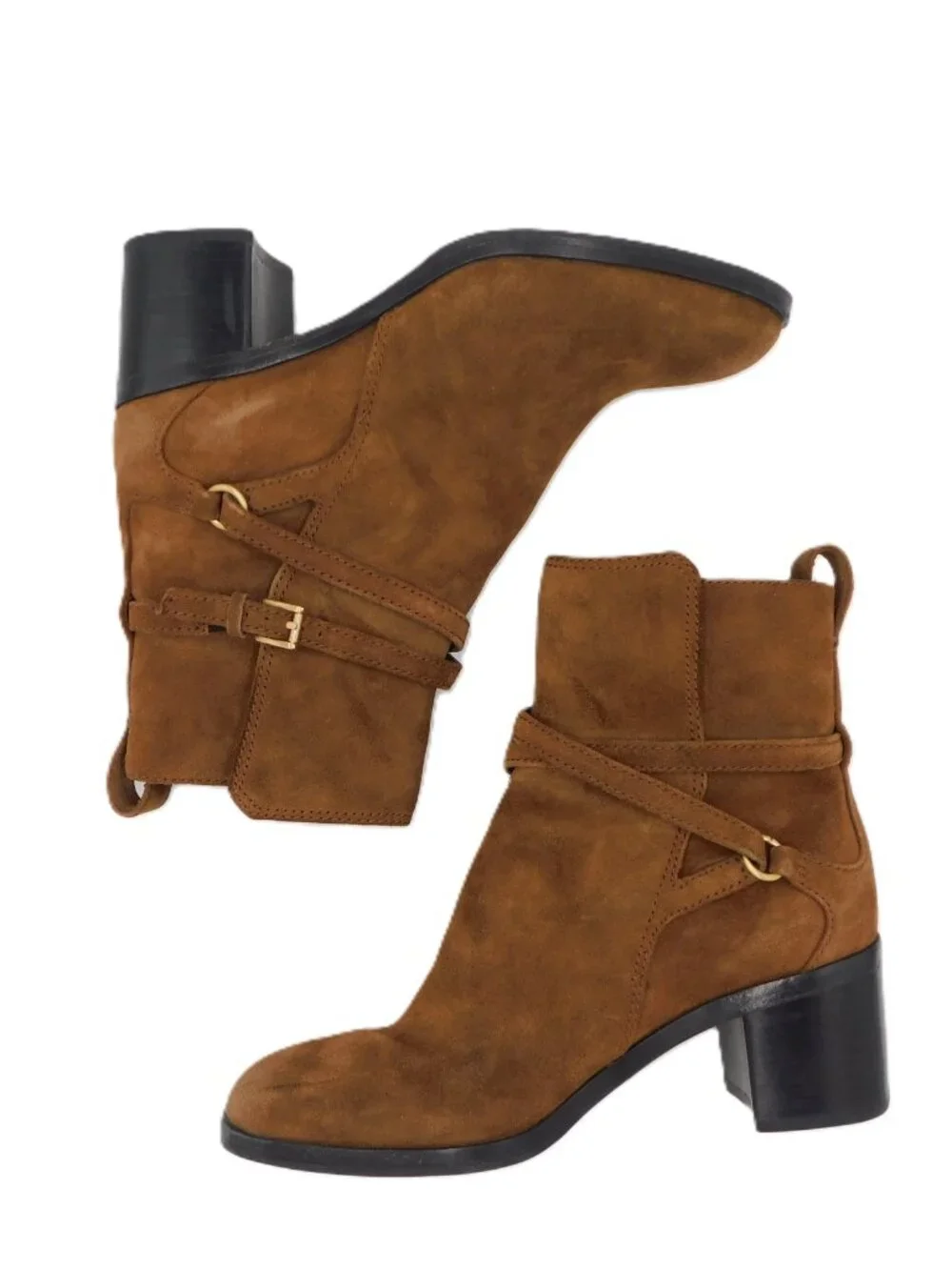 rag & bone Brown Suede Hazel Buckle Ankle Booties | 90s Y2K | VGUC | 36.5 / 6.5 - Picture 2 of 12